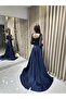 Sequin Embroidered Cape Detail Long Sleeve Evening Dress 8140 - 5