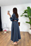 Kuana Belt Detailed Navy Blue Skirt Shirt Set - 5