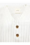 Cotton Buttoned V Neck Sleeveless Striped Crop Blazer Vest - 4