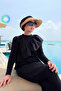 Frill Detail Full Covered 2-Piece Hijab Swimsuit - Black - 5