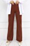 Buttoned Palazzo Trousers Brown 3043