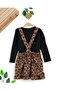Girl's Leopard Detailed 2-3-4-5 Years Old Transitional Holiday Gilet Dress and Bodysuit - 5