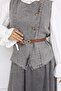 Vest Skirt Double Denim Suit Gray 357 - 3