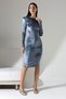 Gray Sleeve Detail Midi Length Velvet Fabric Dress - 2