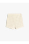 Plain Knit Patterned Crochet Mini Shorts - 2