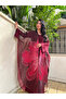 Suit Red Kaftan Abaya 145 cm Ferace Abaya Bisht Thin Fabric Suitable for Size 38-46 Plus Size - 2