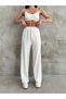 Women's High Waist Elastic Waist 100% Cotton Wide Leg Comfortable Fit Sports Stylish Jogger Pants - 2