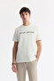 Men's Ecru Crew Neck Reflective Bi-Stretch Interlock Regular Fit T-Shirt A51Y1037