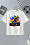 Game and Dinosaur Printed 3 Pack Unisex Orange-White-Baby Blue Kids T-Shirt - 3