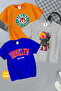 Unisex Hawkins and Astronaut Printed 3 Pack - Orange, Grey and Cobalt Blue Kids T-Shirt