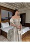 Women's Beige Gips Raw Linen Midi Dress - 3