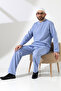 Men's Single Pocket Shirt Pants Double Suit Hajj and Umrah Clothing Blue (Vşn) - 8
