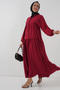 2527 Women's Long Hijab Dress - Claret Red - 2