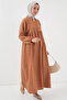 Women's Long Hijab Dress 2525 - Tan - 4