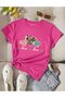 Oversize Pink Love Leopard Heart Printed Relaxed Fit T-Shirt