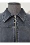 Half Zipper Tunnel Lace-Up Denim Dress -Smoked - 3