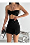 Women's Black Front Slit Skort - 2