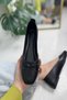 Daily Women's Black Ballerina Bow Low Heel Blunt Toe Lightweight Comfortable Fit Serrated Sole Shoes 393 - 5