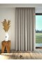 Light grey linen textured background curtain with extrafor pleats - 2