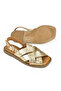 , Genuine Leather Women's Sandals 1511033 Z25014 Gold - 4