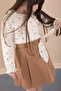 Brown Floral Patterned Muslin Badi Jean Skirt Girl's Suit 20424 - 4
