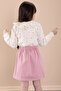 Pink Floral Patterned Muslin Badi Jean Skirt Girl's Suit 20426 - 6