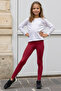 Burgundy Children's Leggings Cotton and Lycra Stretchy - 2