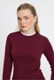 Burgundy Rib Knit Detail Long Sleeve Blouse 3011 - 4