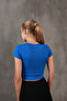 Corded Elastic Waist Crew Neck Crop Missbz2368 - 7