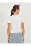 Slogan Print Short Sleeve Fitted Crop T-Shirt - 5