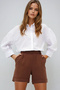 Women's White Balloon Sleeve Hidden Placket Woven Shirt Prm0722 - 5