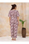 All Over Print V Neck Placket Detail Top & Pants Co-Ord