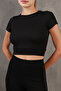 Corded Elastic Waist Crew Neck Crop Missbz2368 - 5