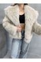 Beige Fur Coat Jacket Mazelf by Eli̇f Tükan - 6