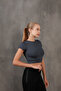 Corded Elastic Waist Crew Neck Crop Missbz2368 - 3