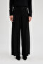 V0088 Relax Fit Knitwear Pants Black Basic Straight Waist Elastic Wide Leg - 2