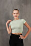 Corded Elastic Waist Crew Neck Crop Missbz2368 - 4