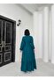 Women's Petrol Green Belted Maxi Woven Shirt Dress - 4