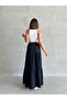 Women's Black Cotton Maxi Lined Muslin Skirt - 7
