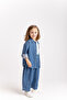 Pleated Elastic Waist Girls' Jeans Blue - 4