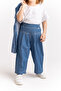 Pleated Elastic Waist Girls' Jeans Blue - 2