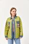 Quilted Jacket with Sleeve and Pocket Denim Detail Khaki