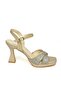 S 569321014   Gold Glitter Stone Thick Heeled Evening Shoes - 6