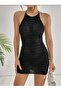 Openwork Backless Halter and Back Tie-Up Crew Neck Knitwear Pareo-Beach Dress