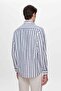 Ds Damat Comfort Navy Blue Striped Linen Blended Shirt - 6