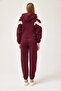 Hooded Tracksuit with Striped Sleeves Burgundy - 3