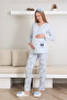 Maternity/Pregnant Pajama Set / Buttoned and Embroidery Detail / Cotton Combed Fabric