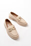 Women's Square Buckle Loafer Cream Casual Shoes - 8