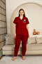 Women's Red Plus Size Seasonal Front Buttoned Pajama Set