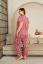 %100 Cotton Buttoned Women's Pajama Set – Comfortable and Stylish Shirt Pajama Design - Wide Size Range - 4
